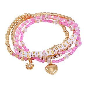 Beaded Women's and Teen 5pc Word Stretch Bracelet Set